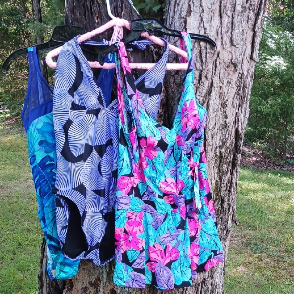 Floral Blue and Pink One Piece Swimsuit
